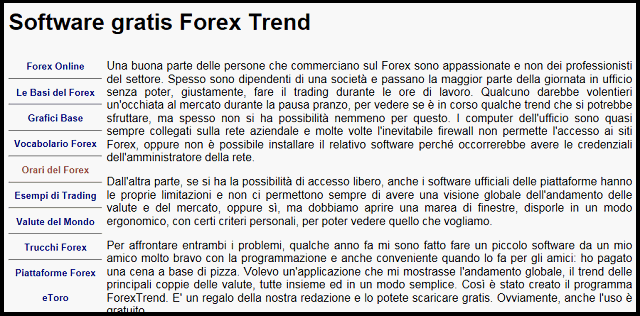 Pagina dedicata a Forex trend
